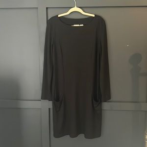 Chicos Long Sleeve Black Dress with Pockets